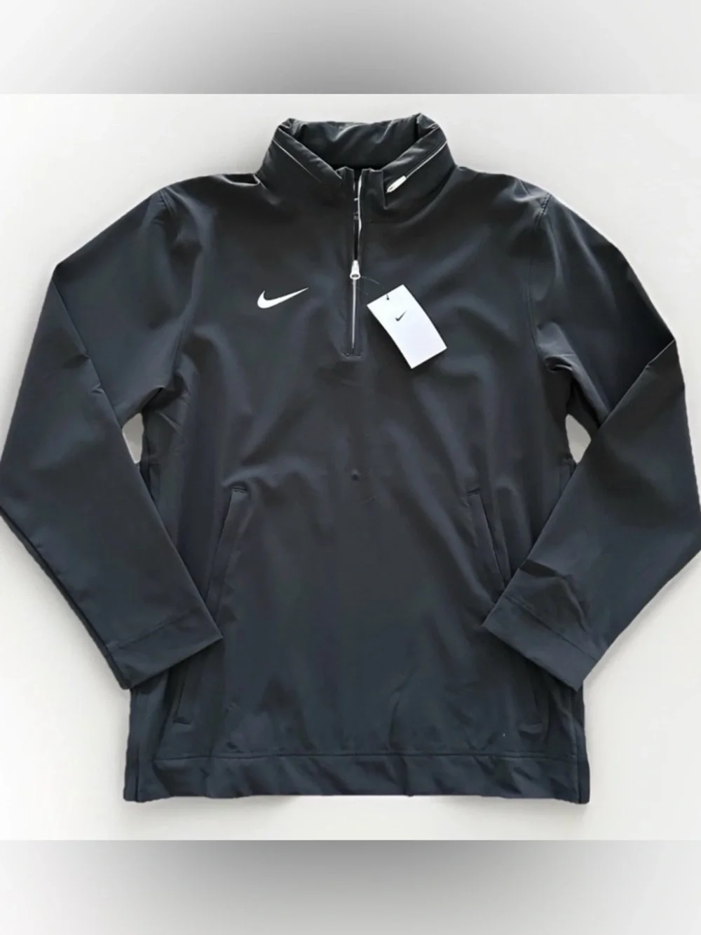 Nike Football Coach's Hooded 1/4 Zip Jacket Black Mens Size Small *MEASUREMENTS* - Picture 1 of 8